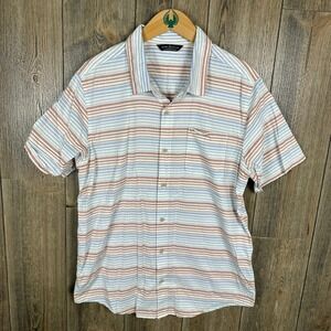 Alpine Design Striped Button Up Casual Shirt Short Sleeve Mens Size Large